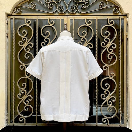【2027年7月31日までにお届け】【受注生産】【半袖】【 ESG-01S-WB 】【 S/S GUAYABERA 】【 REJILLADA 】【 WHITE x BLACK 】【 白 x 黒 】