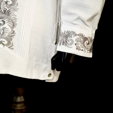 【お取り寄せ商品】【長袖】【袖刺繍】【IMP-101L-WS】【 L/S GUAYAMISA 】【 WHITE x SILVER 】【 白 x 銀 】
