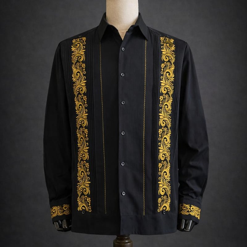 長袖】【袖刺繍】【ESG-T30L-BG】【 L/S GUAYAMISA 】【 BLACK