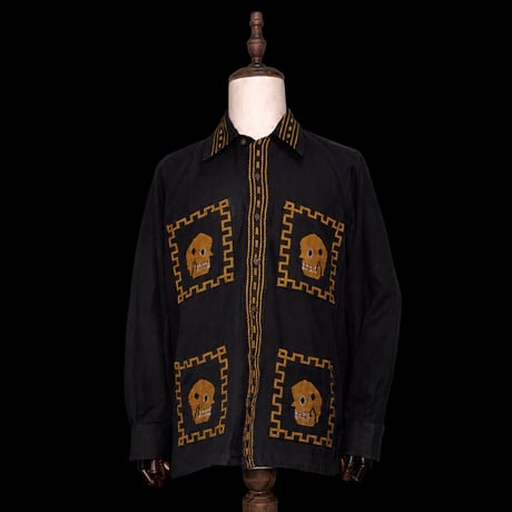 【予約商品】【長袖】【IMP-QTZ-CAL-LS-BG】【GUATEMALA】【 L/S QUETZAL SHIRTS/CALAVERA(カラベラ)】【BLACKxGOLD】【黒x金】