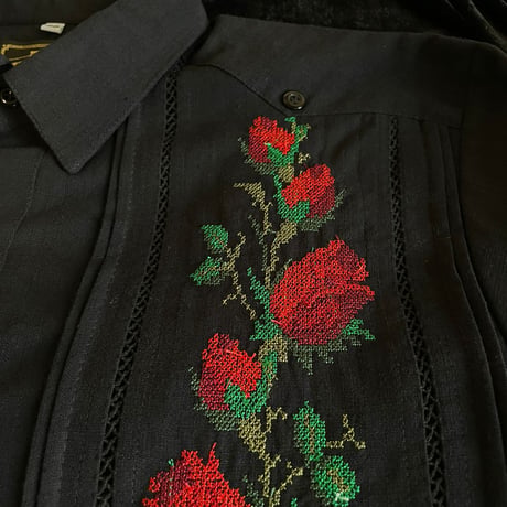 【2027年7月31日までにお届け】【受注生産】【半袖】【 ESG-W10S-BR 】【薔薇 】【 S/S GUAYAMISA 】【 ROSA 】【 BLACK x RED 】【 黒 x 赤 】