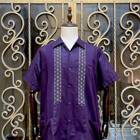 【2月〜3月納期】【受注生産】【半袖】【 ESGS-04S-USI】【S/S REJILLADA ASA 】【 麻の葉柄 】【 UVAx SILVER 】【グレープx銀】