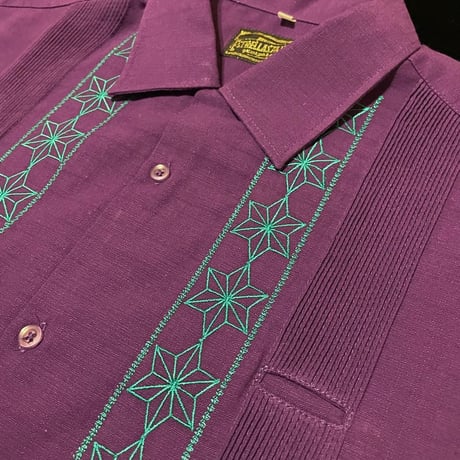 【2027年7月31日までにお届け】【受注生産】【長袖】【 ESGS-03L-PUJA 】【 L/S GUAYABERA 】【REJILLADA MOTA】【麻の葉柄】【PURPLExJADE】