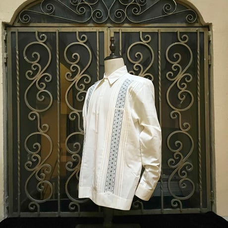 【長袖】【麻の葉柄】【 ESGS-10L-OFJA】【 L/S GUAYAMISA ASA 】【OFF WHITExJADE】 【オフホワイトx翡翠】