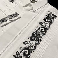 【受注生産】【2026年10月〜12月お届け】【長袖】【袖刺繍】【ESG-T30L-WB】【 L/S GUAYAMISA 】【WHITExBLACK】【白x黒】