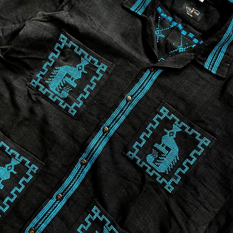 【長袖】【ESGG-QTZ-LS-BBL】【GUATEMALA】【 L/S QUETZAL SHIRTS】【BLACKxBLUE】【黒x青】