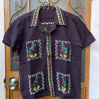 【半袖】【Mサイズ】【IMP-QTZ-SS04-BUM】【GUATEMALA】【 S/S QUETZAL SHIRTS】【 BURGUNDYxMULTI COLOR 】
