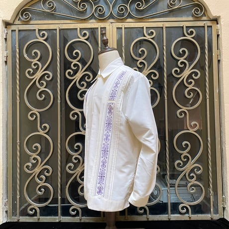 【長袖】【 ESG-32L-OFPU 】【 L/S GUAYAMISA 】【OFF WHITExPURPLE】 【オフホワイトx紫】