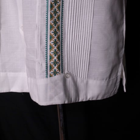 【長袖】【ESG-109L-WJA】【GUAYABERAS】【 L/S GUAYABERA】【WHITE x JADE 】