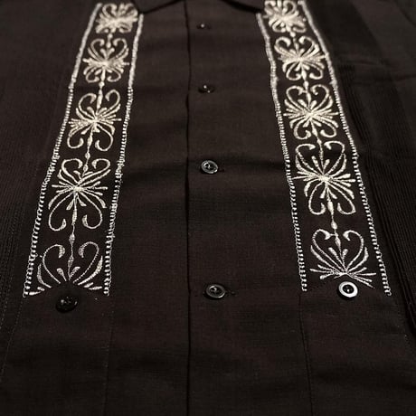 【予約商品】【半袖】【 ESG-01S-BSI 】【 S/S GUAYABERA 】【 REJILLADA 】【 BLACK x SILVER 】【 黒 x 銀 】