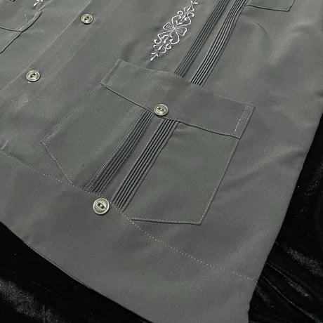 【予約】【半袖】【サイズ40(XL)】【IMP-DE-30S-CH-40】【 DEADSTOCK 】【S/S GUAYABERA】【CHARCOAL】  【炭黒】