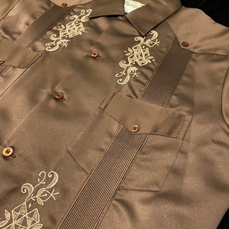 【予約】【半袖】【サイズ38(L)】【IMP-DE-28S-CH-38】【 DEADSTOCK 】【S/S GUAYABERA】【CHOCOLATE】  【茶色】