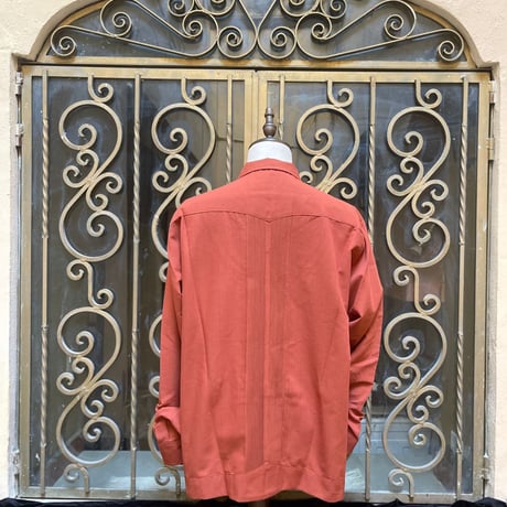 【2027年7月31日までにお届け】【受注生産】【長袖】【 ESGS-04L-OR 】【 L/S GUAYABERA 】【 REJILLADA ASA 】【 麻の葉柄 】【 ORANGE  】