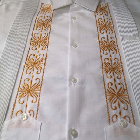 【2027年7月31日までにお届け】【受注生産】【半袖】【 ESG-01S-WG 】【 S/S GUAYABERA 】【 REJILLADA 】【 WHITE x GOLD 】【 白 x 金 】