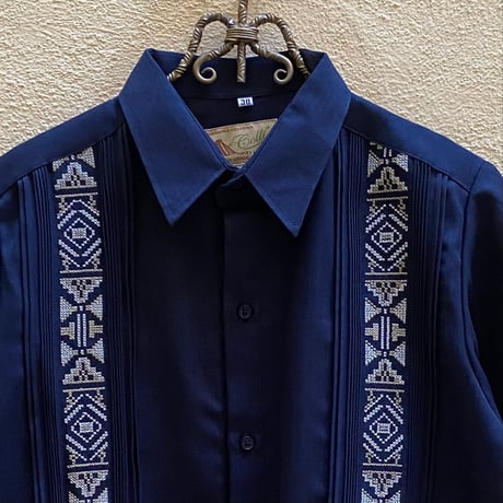 【半袖】【IMP-COL-128SP-N】【ポリエステル】【GUAYABERAS COLLI】【 S/S GUAYAMISA】【 NAVY 】【紺】