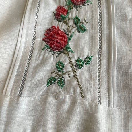 【長袖】【 ESG-W10L-WR 】【薔薇 】【 L/S GUAYAMISA 】【 ROSA 】【 WHITE x RED 】【 白 x 赤 】