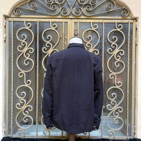 【2027年7月31日までにお届け】【受注生産】【長袖】【 ESGS-03L-B 】【 L/S GUAYABERA 】【 REJILLADA MOTA 】【 麻の葉柄 】【 BLACK 】【 黒 】