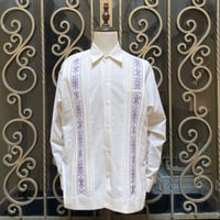 【2027年7月31日までにお届け】【受注生産】【長袖】【 ESG-32L-OFPU 】【 L/S GUAYAMISA 】【OFF WHITExPURPLE】 【オフホワイトx紫】