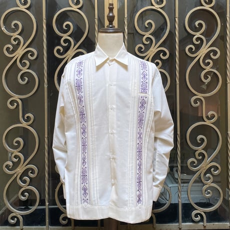 【長袖】【 ESG-32L-OFPU 】【 L/S GUAYAMISA 】【OFF WHITExPURPLE】 【オフホワイトx紫】