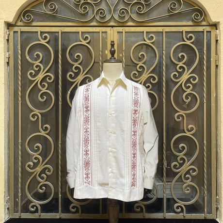 【長袖】【 ESG-32L-OFBU 】【 L/S GUAYAMISA 】【OFF WHITExBURGUNDY】 【オフホワイトx臙脂色】