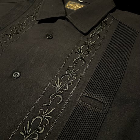【2027年7月31日までにお届け】【受注生産】【ESG-20L-B】【REJILLADA 】【L/S GUAYABERA】【BLACK】 【黒】