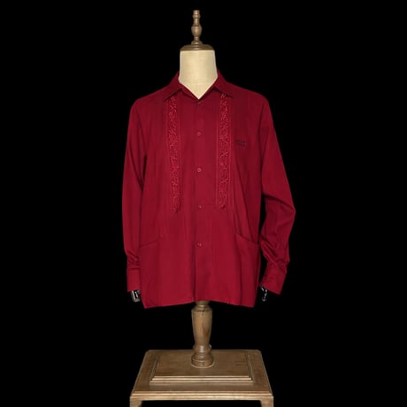 【ESG-20L-BU】【REJILLADA 】【L/S GUAYABERA】【BURGUINDY】 【臙脂色】