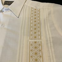 【半袖】【麻の葉柄】【 ESGS-10S-OFG】【 S/S GUAYAMISA ASA 】【OFF WHITExGOLD】 【オフホワイトx金】