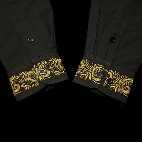 【予約商品】【長袖】【袖刺繍】【ESG-T30L-BG】【 L/S GUAYAMISA 】【 BLACK x GOLD 】【 黒 x 金 】