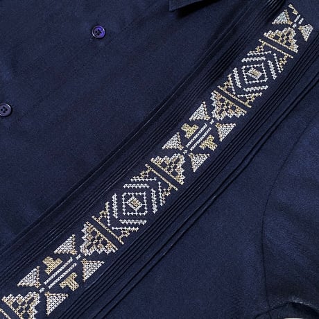【半袖】【IMP-COL-128SP-N】【ポリエステル】【GUAYABERAS COLLI】【 S/S GUAYAMISA】【 NAVY 】【紺】