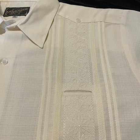 【長袖】【麻の葉柄】【 ESGS-10L-OF】【 L/S GUAYAMISA ASA 】【OFF WHITE】 【オフホワイト】