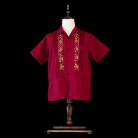 【2027年7月31日までにお届け】【受注生産】【半袖】【 ESG-01S-BUG 】【 S/S GUAYABERA 】【 REJILLADA 】【 BURGUNDY x GOLD 】