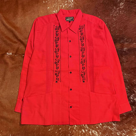 【2027年7月31日までにお届け】【受注生産】【長袖】【 ESG-20L-REB 】【 L/S GUAYABERA 】【 REJILLADA 】【 RED x BLACK 】【 赤 x 黒 】