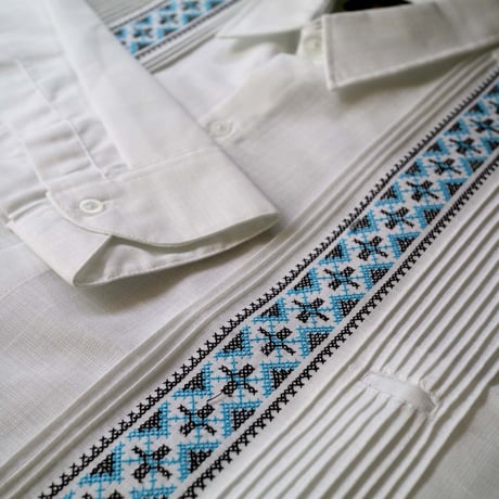 【お取り寄せ商品】【長袖】【ESG-109L-WBL】【CRUZ】【 GUAYAMISA】【 L/S GUAYABERA】【WHITExBLUE】