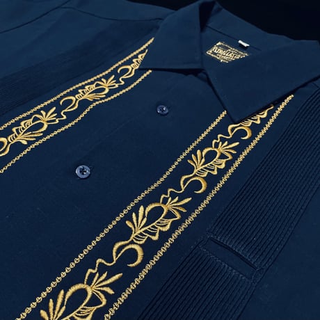 【2027年7月31日までにお届け】【受注生産】【ESG-20L-NG】【REJILLADA 】【L/S GUAYABERA】【NAVYx金】 【紺x金】