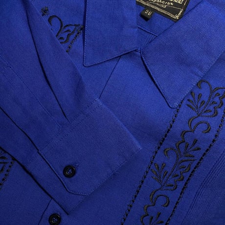 【2027年7月31日までにお届け】【受注生産】【長袖】【 ESG-20L-RBB 】【 L/S GUAYABERA 】【 REJILLADA 】【 ROYAL BLUE x BLACK 】