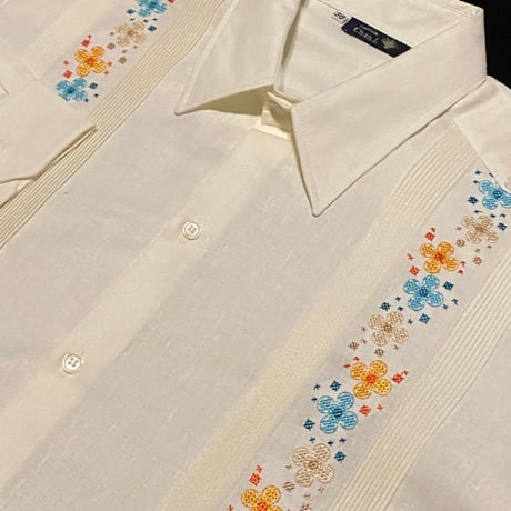 【長袖】【ESG-123L-WM 】 【 花柄 】【 L/S GUAYAMISA】【 WHITE 】 【 白 】