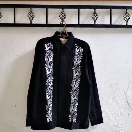 【お取り寄せ商品】【長袖】【IMP-COL-100L-B】【GUAYABERAS COLLI】【 L/S GUAYAMISA】【 BLACK x WHITE 】【 黒 x 白 】