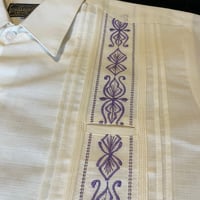 【半袖】【 ESG-32S-OFPU 】【S/S GUAYAMISA】【OFF WHITE x PURPLE】 【オフホワイト x 紫】