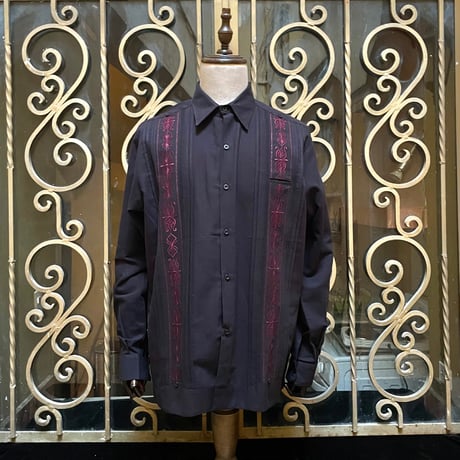 【2027年7月31日までにお届け】【受注生産】【長袖】【 ESG-32L-BBU 】【 L/S GUAYAMISA 】【BLACK x BURGUNDY】 【黒 x 臙脂色】