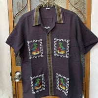 【半袖】【Lサイズ】【IMP-QTZ-SS11-BUM】【GUATEMALA】【 S/S QUETZAL SHIRTS】【 BURGUNDYxMULTI COLOR】【臙脂色xマルチカラー】