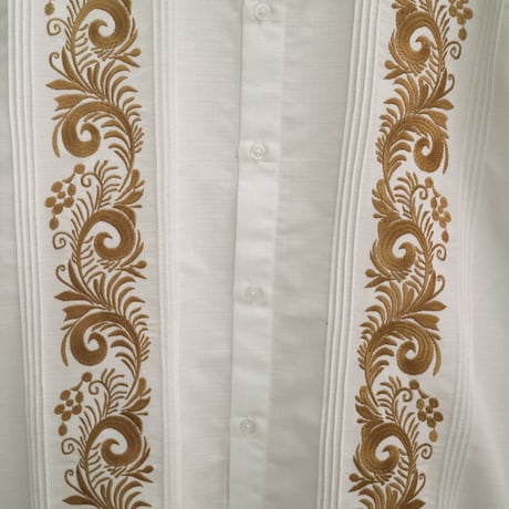 【お取り寄せ商品】【長袖】【IMP-COL-100L-WG】【GUAYABERAS COLLI】【 L/S GUAYABERA】【 WHITE x GOLD 】【 白 x 金 】