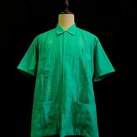 【半袖】【サイズ46(4XL)】【IMP-DE-39S-TQ-46】【 DEADSTOCK 】【S/S GUAYABERA】【TURQUOISE】  【ターコイズ】