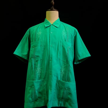 【半袖】【サイズ46(4XL)】【IMP-DE-39S-TQ-46】【 DEADSTOCK 】【S/S GUAYABERA】【TURQUOISE】  【ターコイズ】