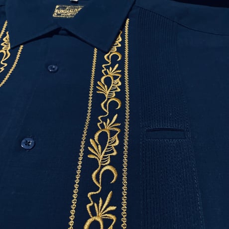 【2027年7月31日までにお届け】【受注生産】【ESG-20L-NG】【REJILLADA 】【L/S GUAYABERA】【NAVYx金】 【紺x金】