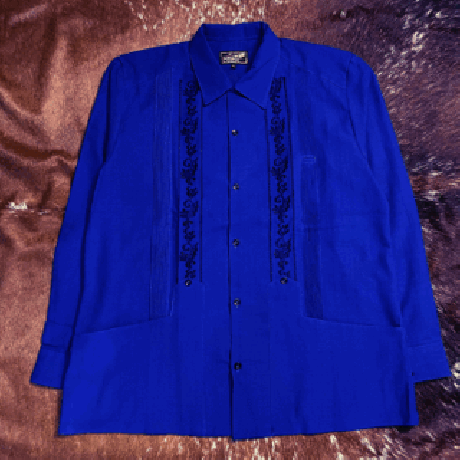 【2027年7月31日までにお届け】【受注生産】【長袖】【 ESG-20L-RBB 】【 L/S GUAYABERA 】【 REJILLADA 】【 ROYAL BLUE x BLACK 】
