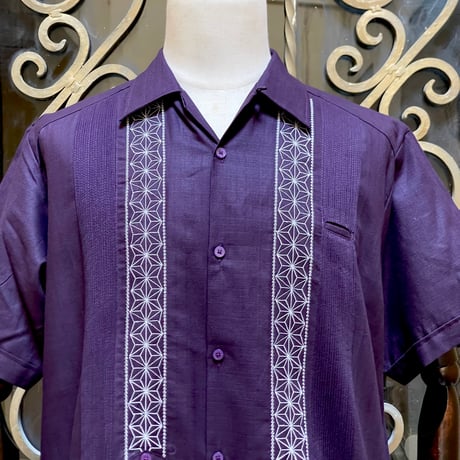 【2月〜3月納期】【受注生産】【半袖】【 ESGS-04S-USI】【S/S REJILLADA ASA 】【 麻の葉柄 】【 UVAx SILVER 】【グレープx銀】