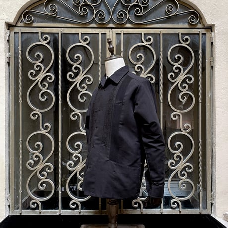 【2027年7月31日までにお届け】【受注生産】【長袖】【 ESG-01L-B 】【 L/S GUAYABERA 】【 REJILLADA 】【 BLACK 】【 黒 】