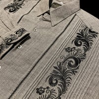 【予約商品】【長袖】【袖刺繍】【ESG-T30L-GRB】【 L/S GUAYAMISA 】【 GRAY x BLACK 】【 グレーx黒 】