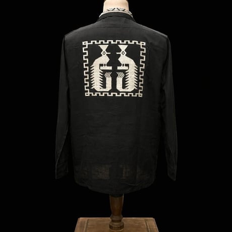 【長袖】【ESGG-QTZ-LS-BW】【GUATEMALA】【 L/S QUETZAL SHIRTS】【BLACKx WHITE】【黒x白】