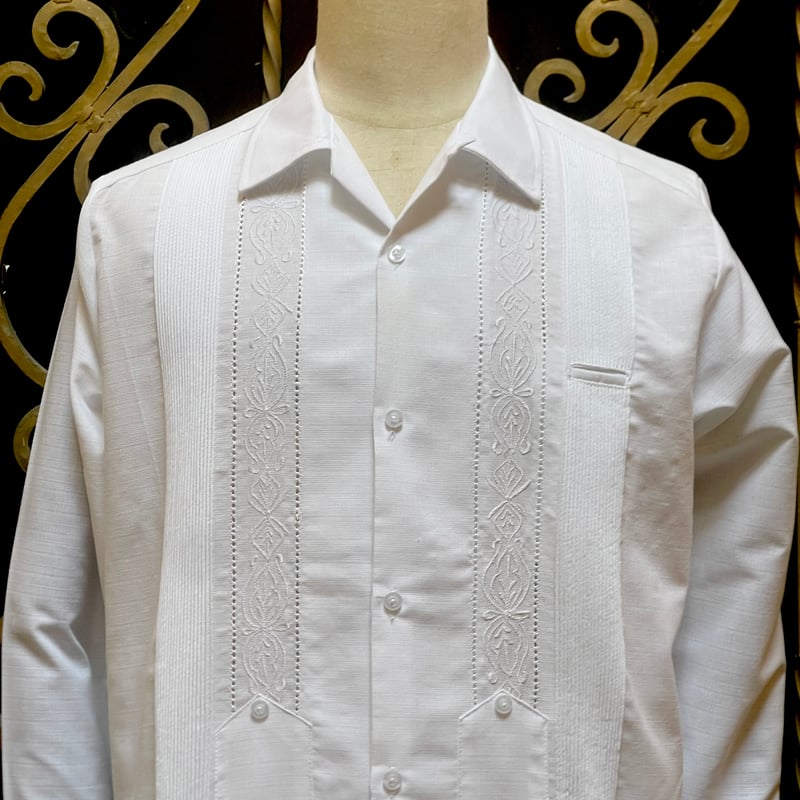 長袖】【 ESG-01L-W 】【 L/S GUAYABERA 】【 REJILLADA 】